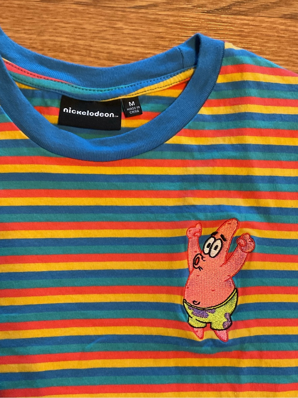 Nickelodeon SpongeBob Patrick Striped Shirt Multicolor Rainbow Men’s M Cotton